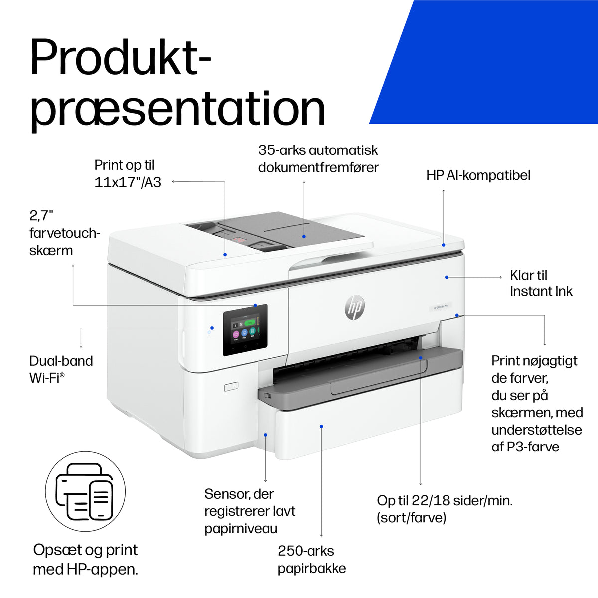 HP Officejet Pro 9720e Wide Format All-in-One Blækprinter