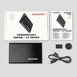 Axagon EE25-A6C drevkabinet HDD/SSD kabinet Sort 2.5"