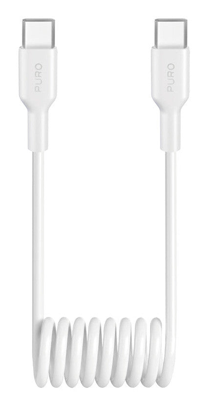 Puro 25W USB-C Spiralkabel - USB-C 1m - Hvid