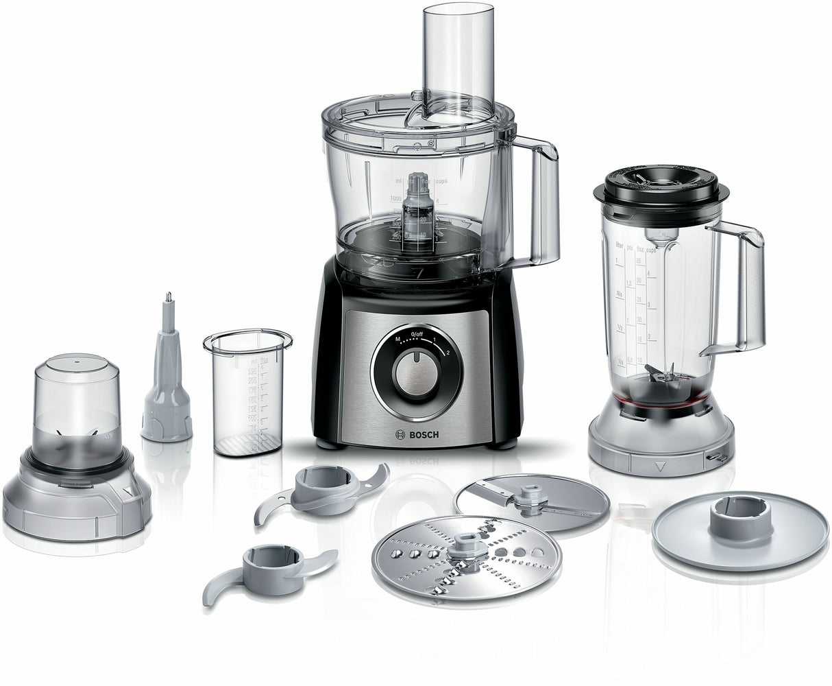Bosch MultiTalent 3 MCM3501M Køkkenmaskine 2.3liter Børstet rustfrit stål/sort