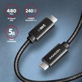 Axagon BUCM2-CM10AB Data and charging USB 480Mbps cable 1 m. PD 240W, 5A. Black braided
