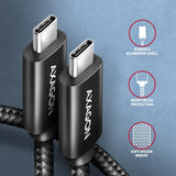 Axagon BUCM2-CM10AB Data and charging USB 480Mbps cable 1 m. PD 240W, 5A. Black braided