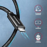 Axagon BUCM2-CM10AB Data and charging USB 480Mbps cable 1 m. PD 240W, 5A. Black braided