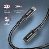 Axagon BUCM32-CF15AB SPEED+ USB-C <> USB 20Gbps extension cable 1.5 m