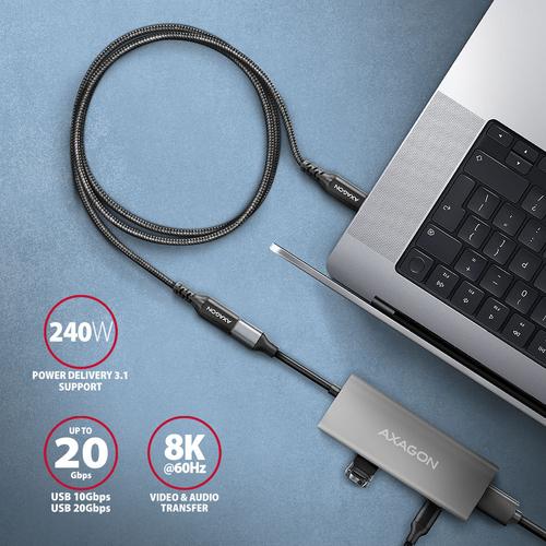 Axagon BUCM32-CF15AB SPEED+ USB-C <> USB 20Gbps extension cable 1.5 m