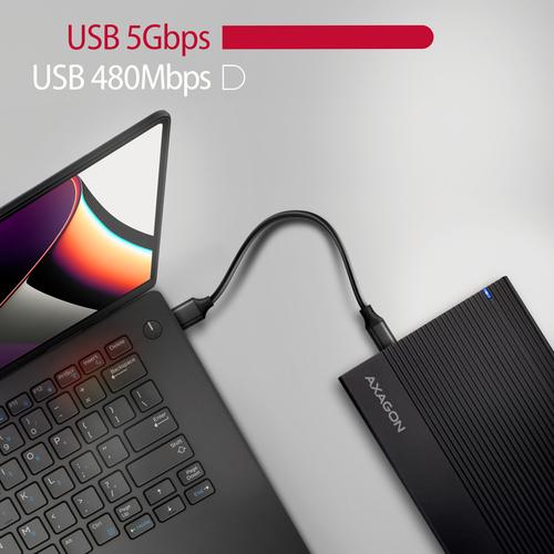 Axagon EE35-GTR USB-C 5Gbps - SATA 6G, 3.5 RIBBED box BLACK - USB Typ C HDD kabinet Sort 3.5"