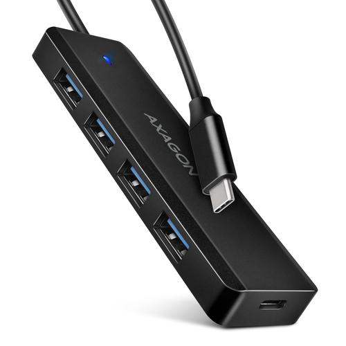Axagon HUE-C1C 4x USB 5Gbps TRAVEL hub, USB-C power IN, 19cm USB-C cable
