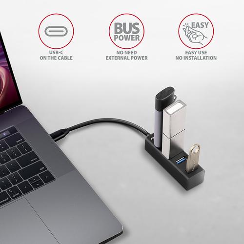Axagon HUE-M1C 4x USB 3.2 Gen 1 MINI hub, metal, 20cm USB-C cable