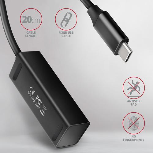Axagon HUE-M1C 4x USB 3.2 Gen 1 MINI hub, metal, 20cm USB-C cable
