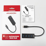 Axagon HUE-M1C 4x USB 3.2 Gen 1 MINI hub, metal, 20cm USB-C cable