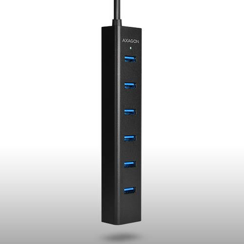 Axagon HUE-SA7BP 7x USB 3.0 ALU CHARGING hub BLACK incl. AC adapter