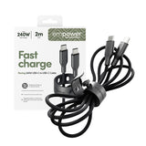 PanzerGlass empower™ by ® Racing 240W USB-C to USB-C Kabel | USB 2.0 | 2M | Space Black