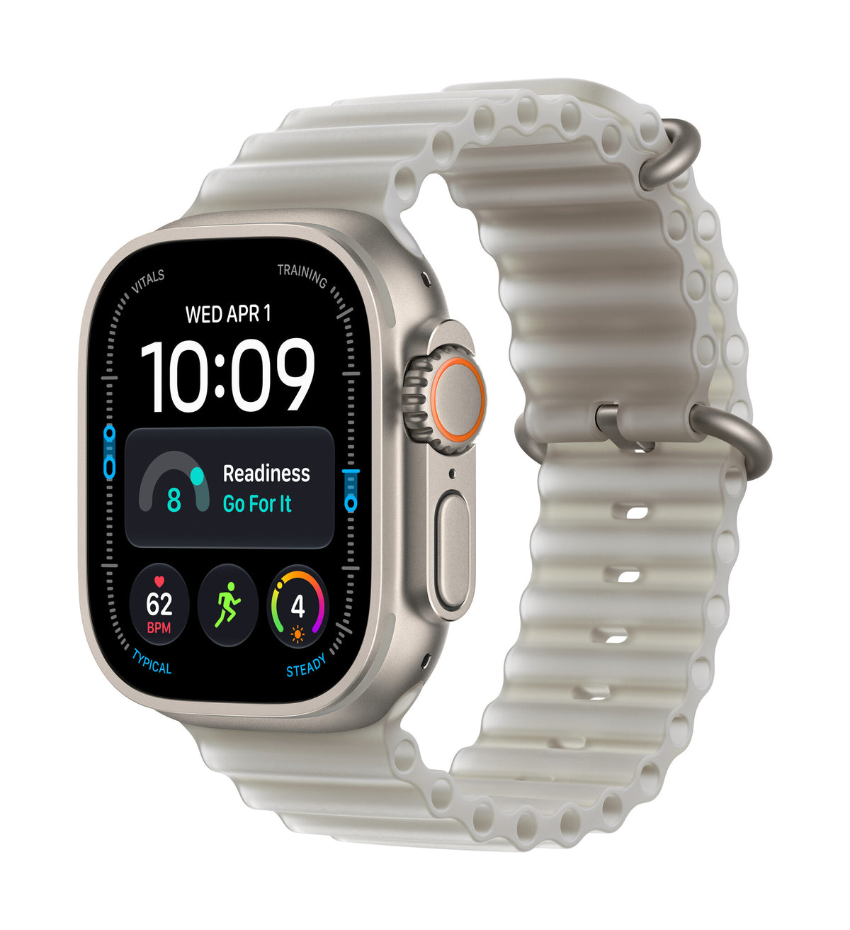 *Apple Watch Ultra 4 GPS + Cellular 49mm Natural Titanium Case with Translucent Grey Ocean Band