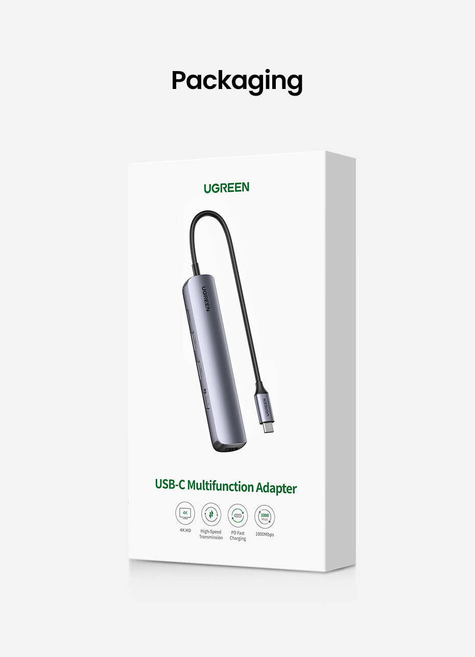 Ugreen 10919 dockingstation Ledningsført USB 3.2 Gen 1 (3.1 Gen 1) Type-C Grå