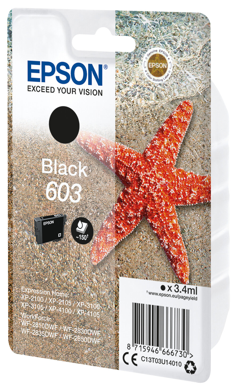 Epson C13T03U14010 blækpatron 1 stk Original Standard udbytte Sort