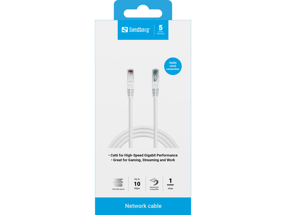 Network Cat6 UTP Cable, White (1m)