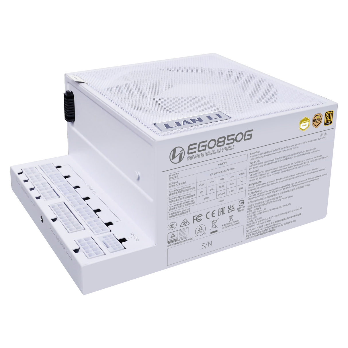 Lian Li EG0850G enhed til strømforsyning 850 W 20+4 pin ATX ATX Hvid