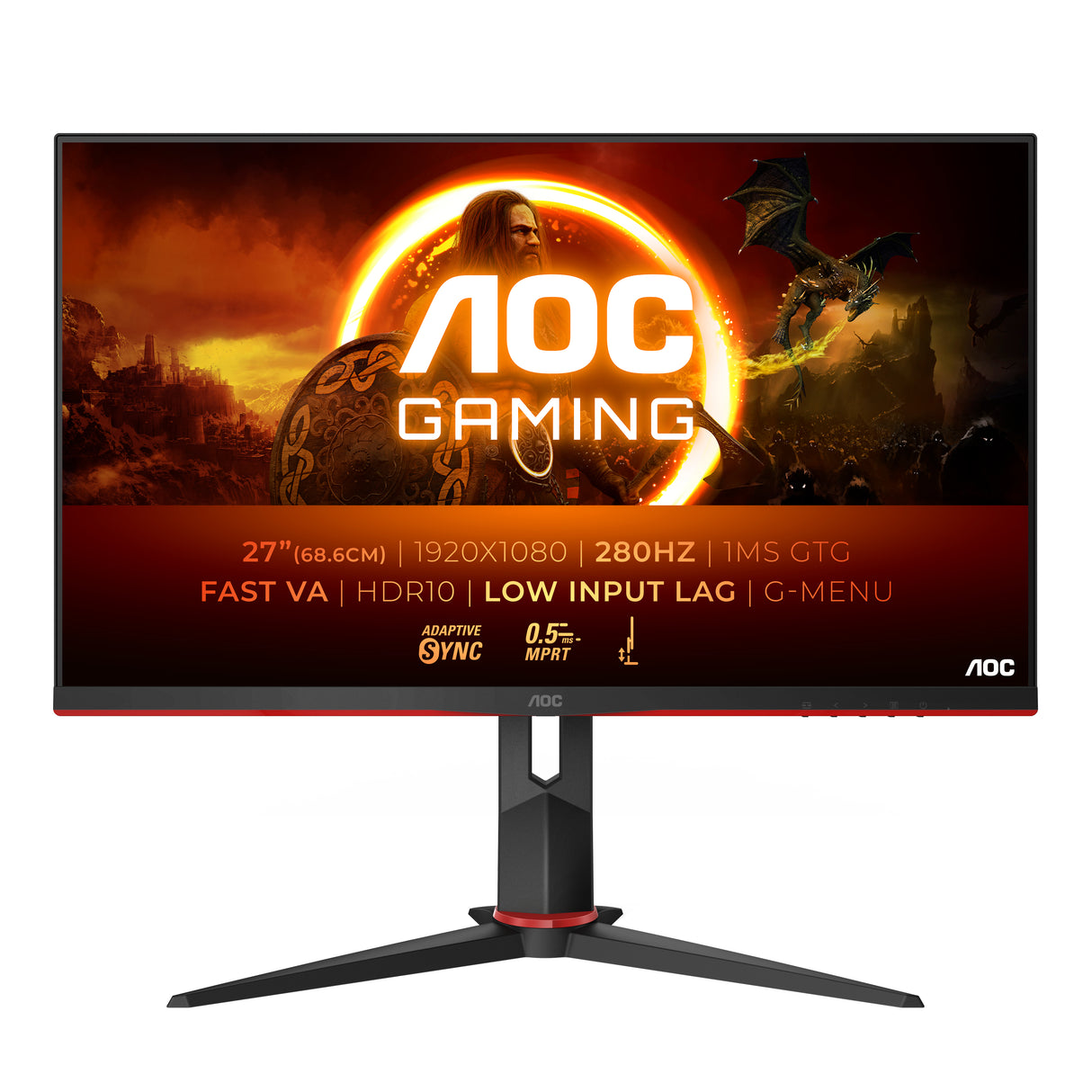 AOC G2 27G2ZN3/BK computerskærm 68,6 cm (27") 1920 x 1080 pixel Fuld HD LCD Sort, Rød