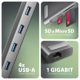 Axagon HMC-10HLS dockingstation Ledningsført USB 3.2 Gen 1 (3.1 Gen 1) Type-C Sort, Grå