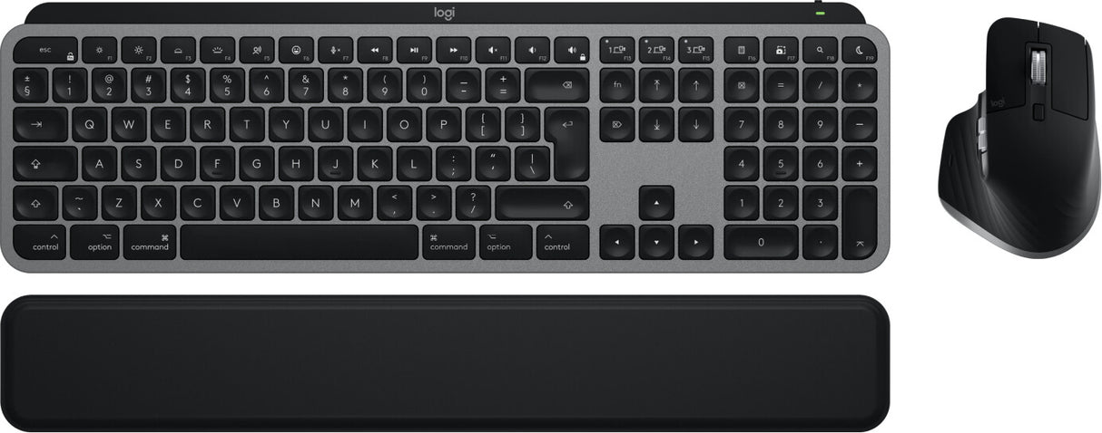 Logitech Master MX Keys S Combo for Mac tastatur Mus inkluderet Hjemme/kontor RF trådløs + Bluetooth QWERTY US International Aluminium, Sort