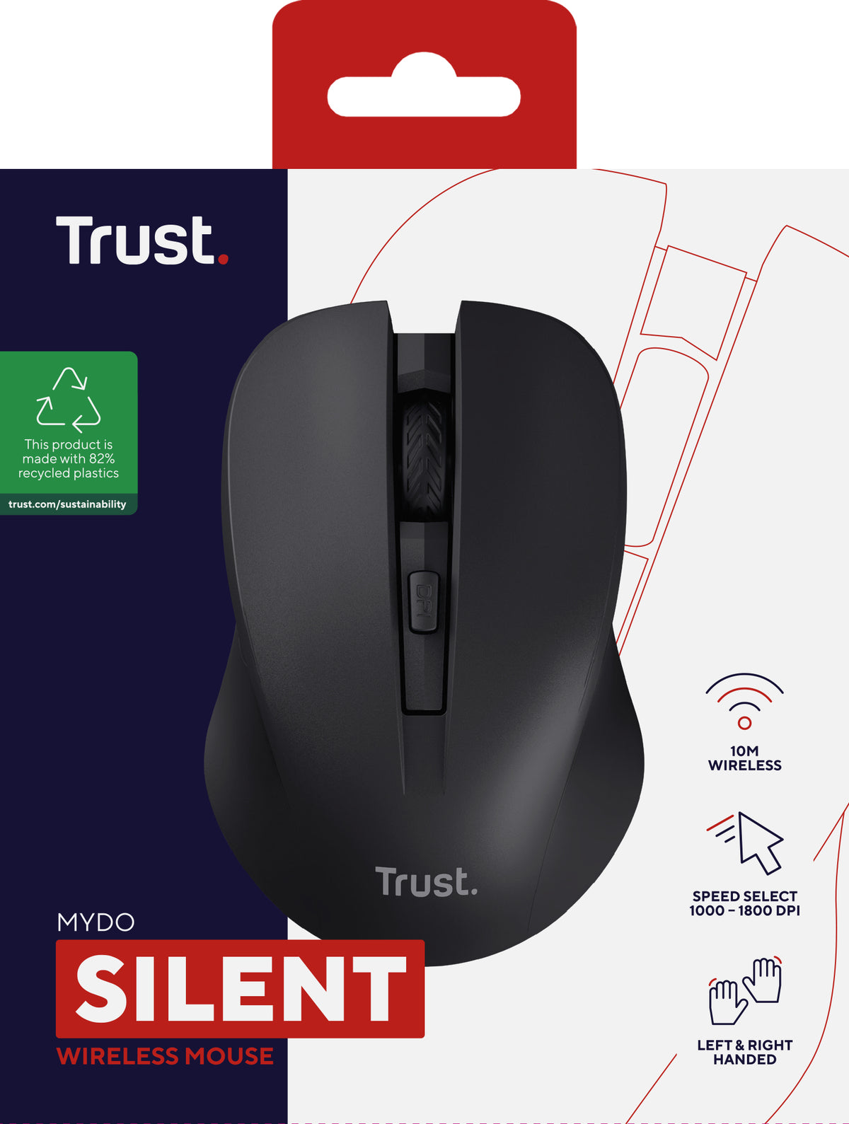Trust Mydo Silent wireless 302370 trådløs mus sort