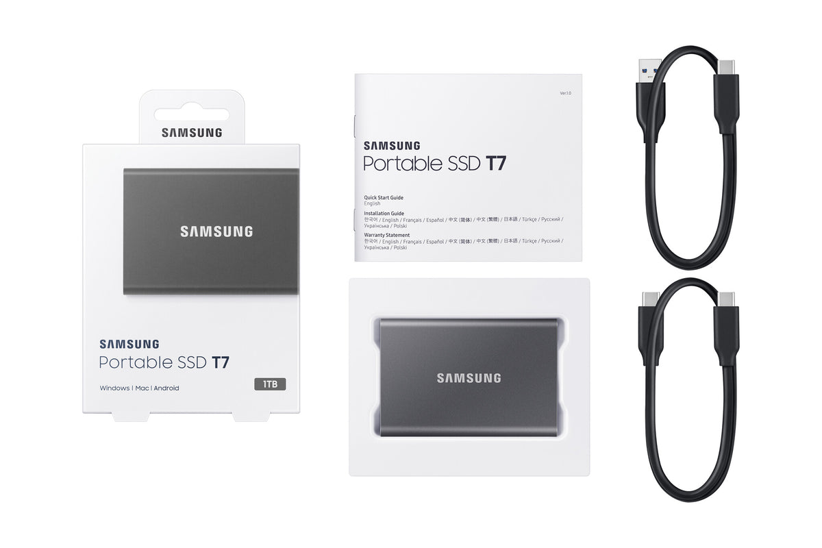 Samsung Portable SSD T7 1 TB USB Type-C 3.2 Gen 2 (3.1 Gen 2) Grå