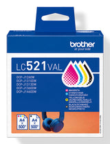 Brother LC521VAL blækpatron 4 stk Original Sort, Blå, Magenta, Gul