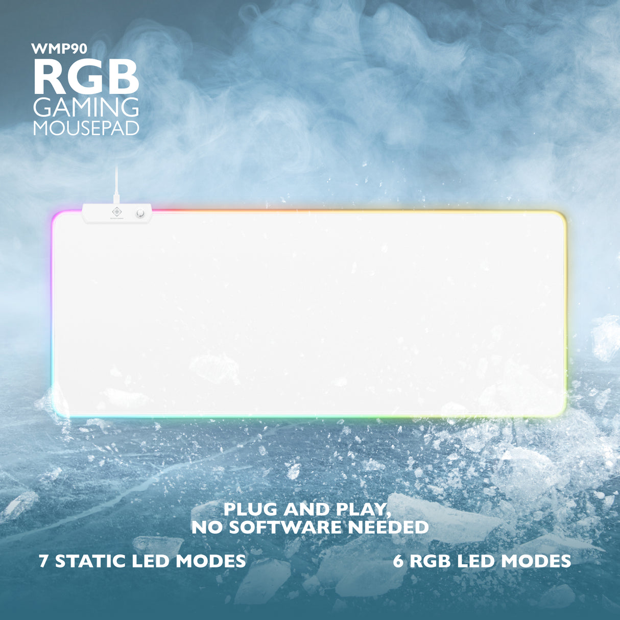 Deltaco Gaming GAM-079-W Whiteline WMP90 RGB Mousepad