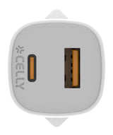 Celly UPTC1USB1USBC25 oplader til mobil enhed Digitalt kamera, Mikrofon, Smartphone, Tablet, Telefon Hvid USB Indendørs