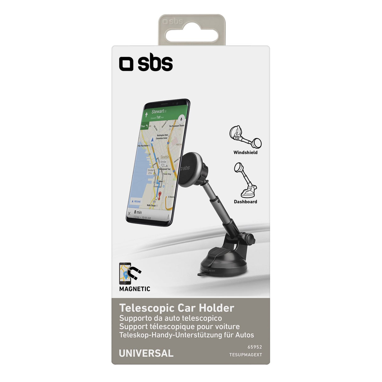 SBS TESUPMAGEXT holder Passiv holder Mobiltelefon/Smartphone Sort, Sølv