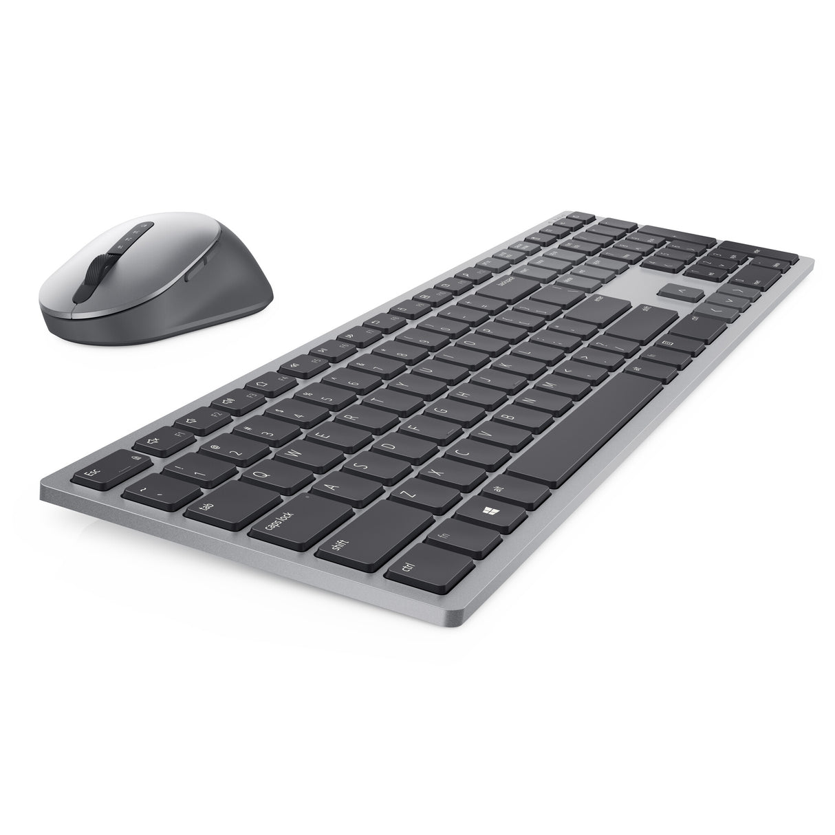 DELL KM7321W tastatur Mus inkluderet Kontor RF trådløs + Bluetooth QWERTY Nordisk Grå, Titanium