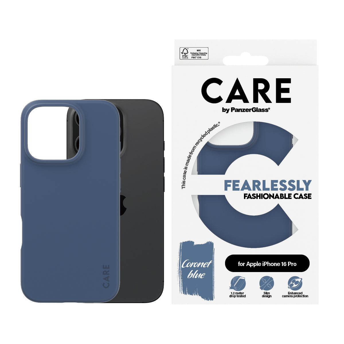 PanzerGlass CARE by ® Fashionable Case Blå iPhone 16 Pro