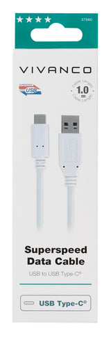 Vivanco SuperSpeed USB-kabel USB 3.2 Gen 1 (3.1 Gen 1) 1 m USB C USB A 5 Gbit/sek. Hvid
