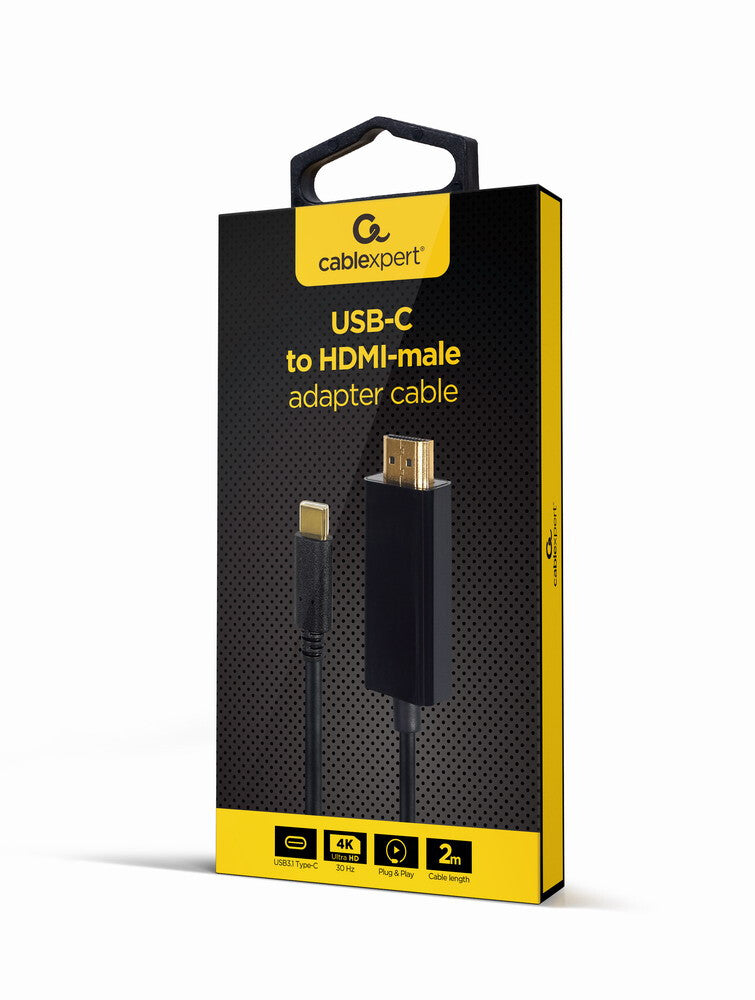 Gembird A-CM-HDMIM-01 videokabel adapter 2 m USB Type-C HDMI Sort