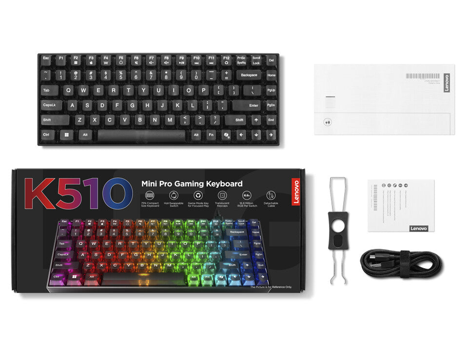 Lenovo Legion K510 Mini Pro tastatur Spil USB US engelsk Sort, Transparent
