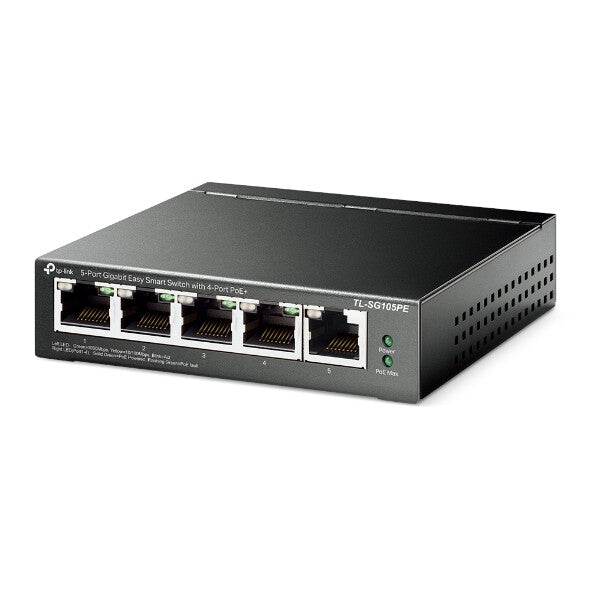 TP-Link TL-SG105PE netværksswitch Administreret L2 Gigabit Ethernet (10/100/1000) Strøm over Ethernet (PoE) Sort
