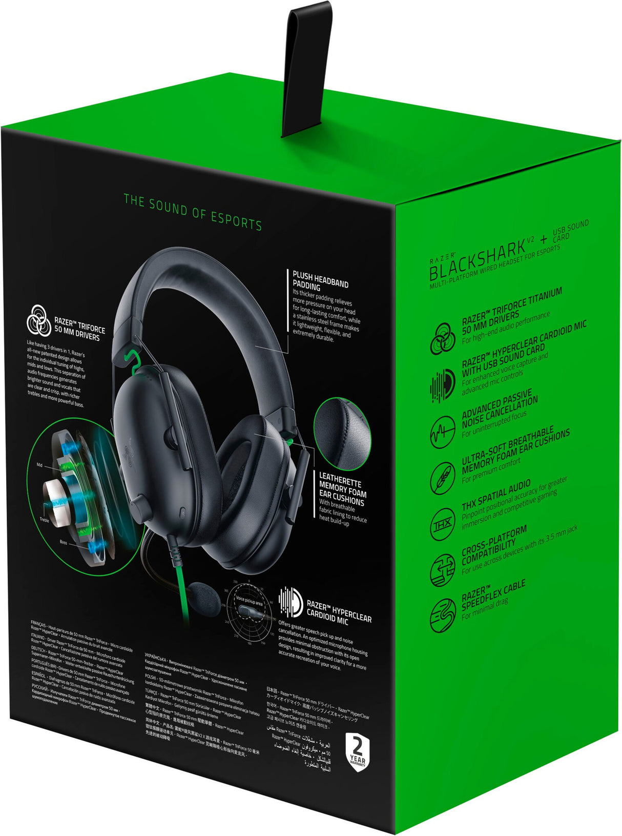 Razer Blackshark V2 X Headset Ledningsført Spil Sort, Grøn