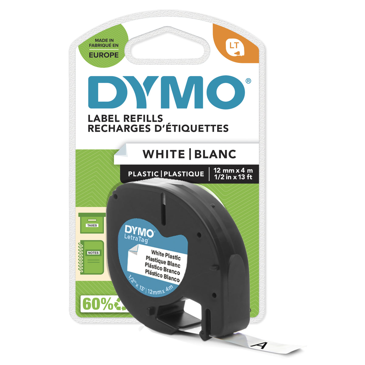 DYMO LetraTAG Tape (1,2 cm x 4 m) 1kassette(r) S0721660