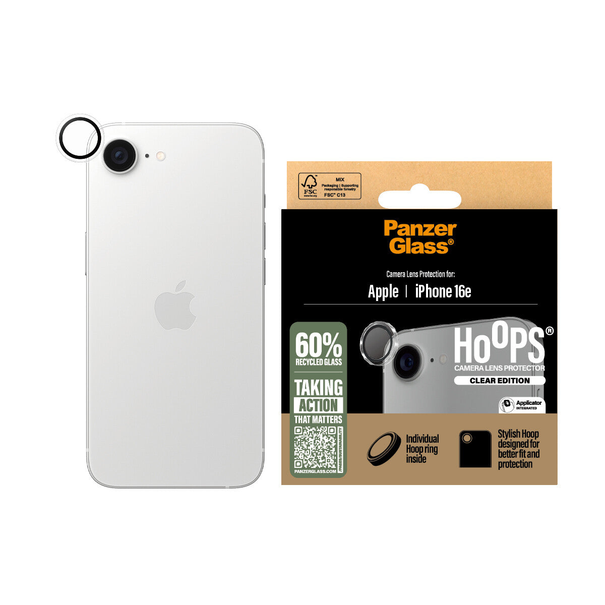 PanzerGlass ® Hoops® Kameralinsebeskytter Transparent iPhone 17e | 16e