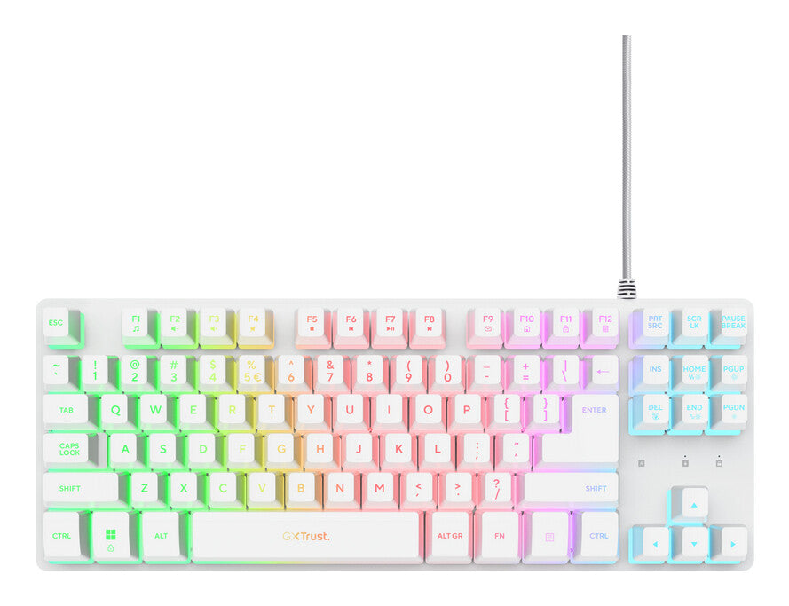 Trust GXT 833W Thado TKL tastatur Spil USB QWERTY US engelsk Hvid