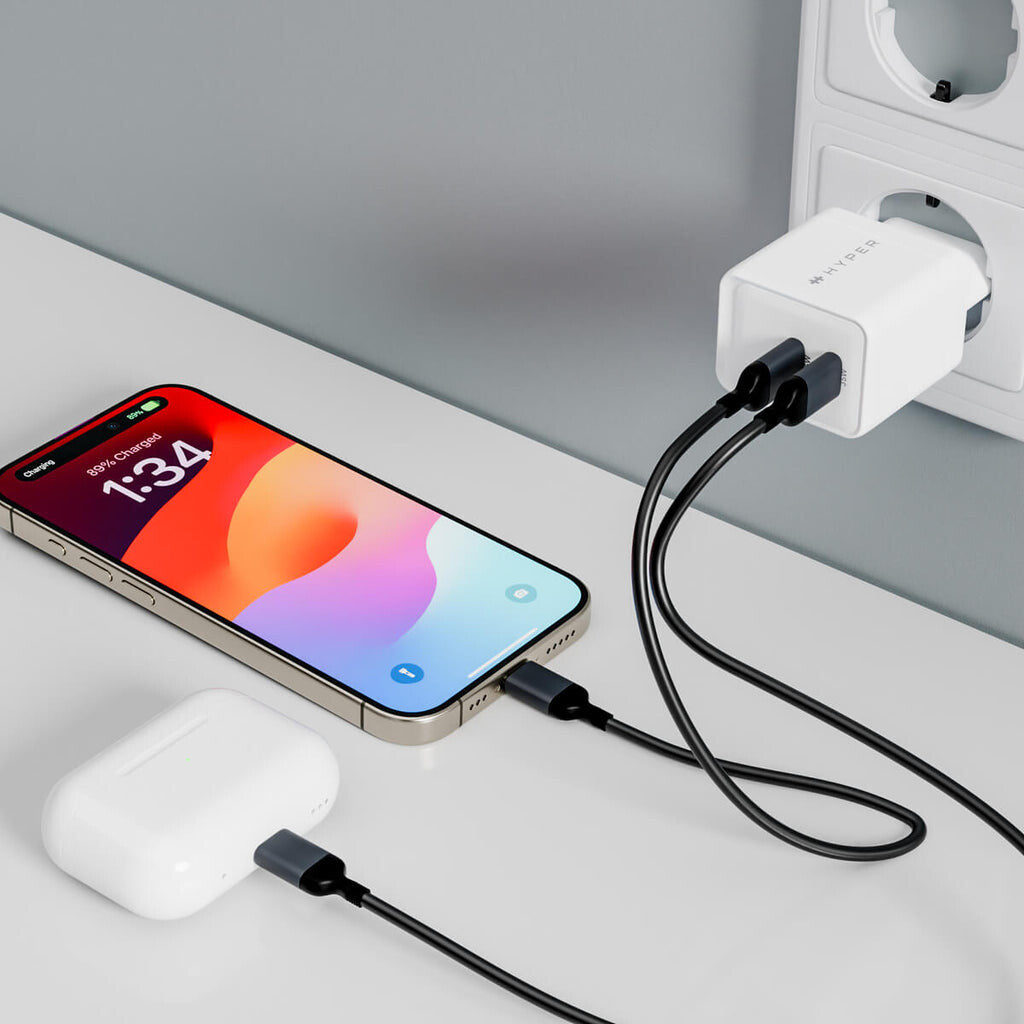 HYPER HJG35EU oplader til mobil enhed Hovedtelefoner, Headset, Smartphone, Ur Hvid Vekselstrøm Hurtig opladning Indendørs