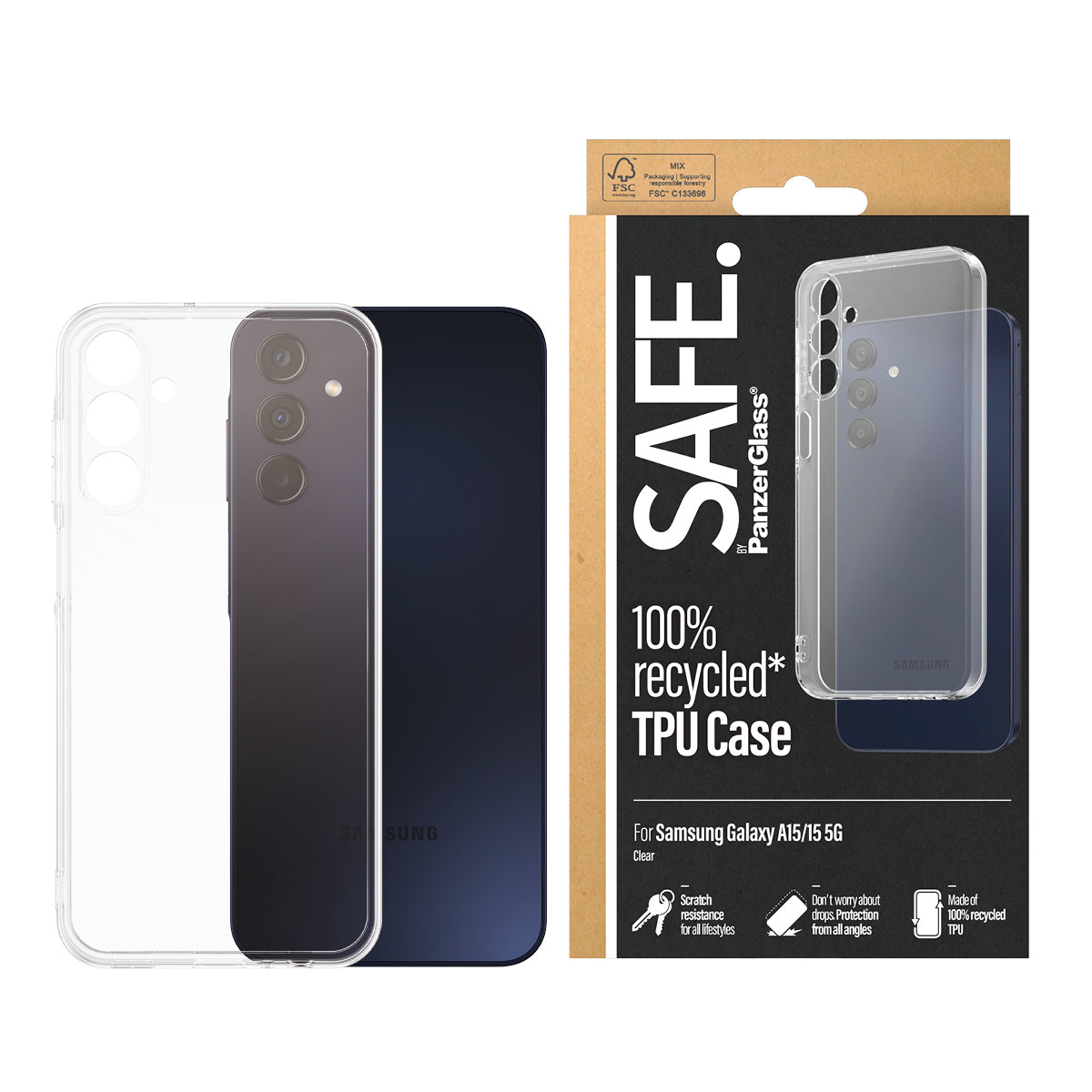 PanzerGlass SAFE. by ® TPU Case Samsung Galaxy A15 | A15 5G | Transparent