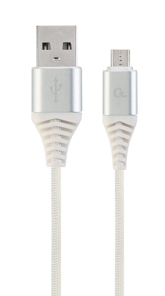 Gembird CC-USB2B-AMMBM-1M-BW2 USB-kabel USB 2.0 Micro-USB B USB A 0,48 Gbit/sek. Sølv, Hvid
