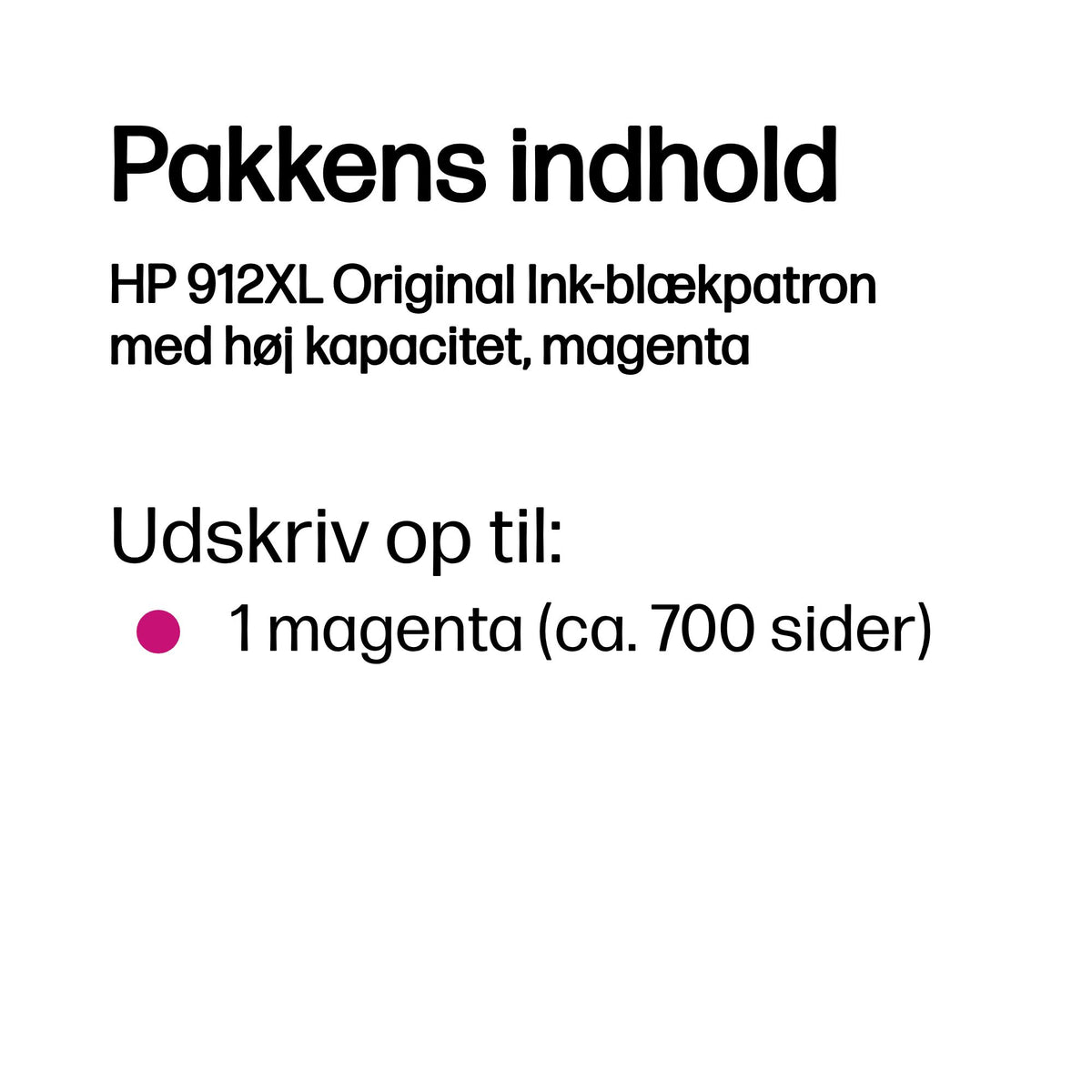 HP 912XL Magenta 825 sider Blæk 3YL82AE