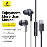 Baseus ENCOK CZ11 WIRED EARPHONES CLUSTER BLACK headphones/headset Wired In-ear Calls/Music/Sport/Everyday