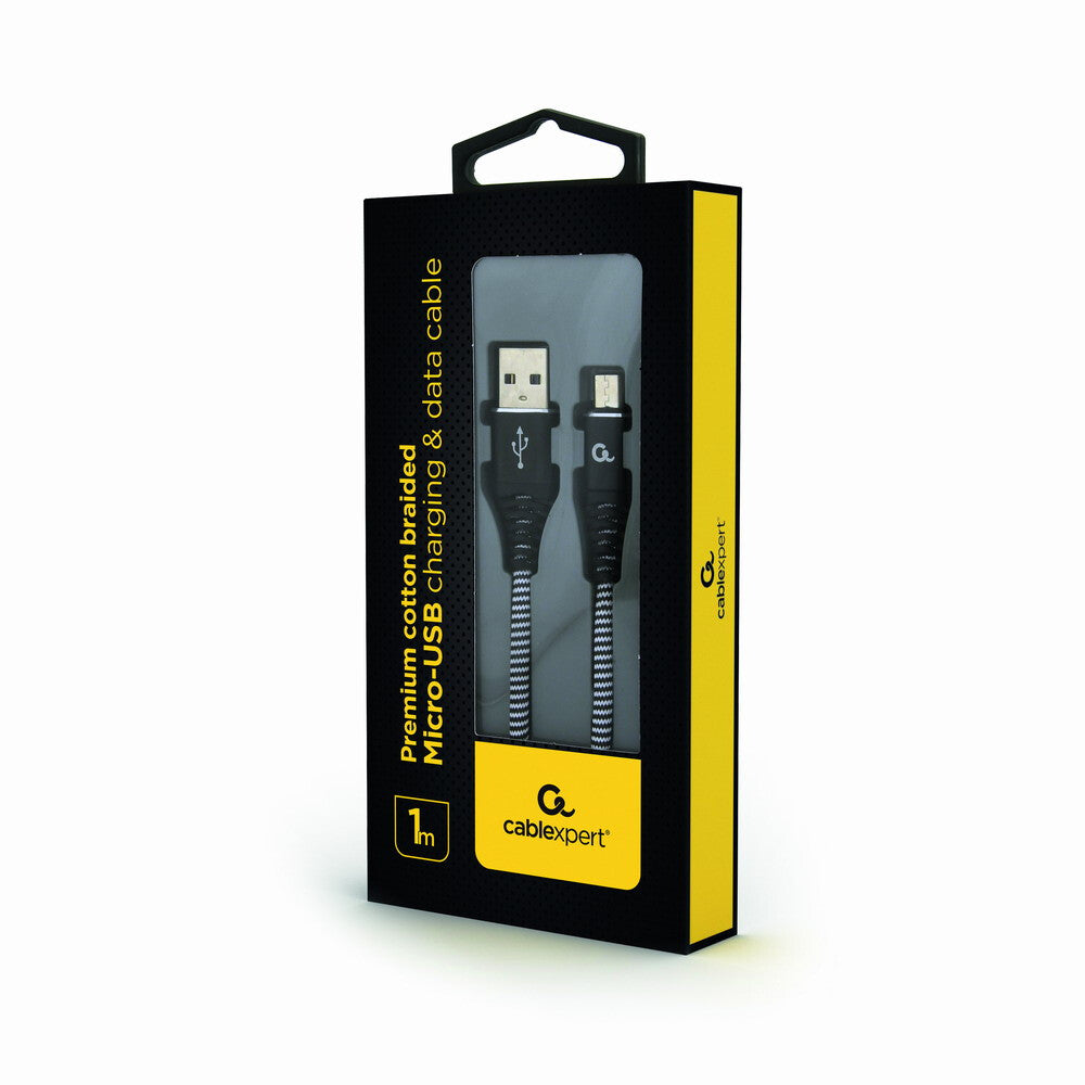 Gembird CC-USB2B-AMMBM-1M-BW USB-kabel USB 2.0 Micro-USB B USB A 0,48 Gbit/sek. Sort, Hvid