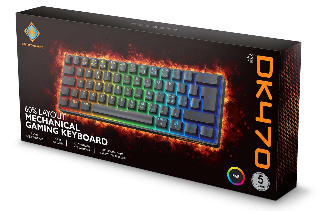 Deltaco Gaming DK470 60% mechanical keyboard, black