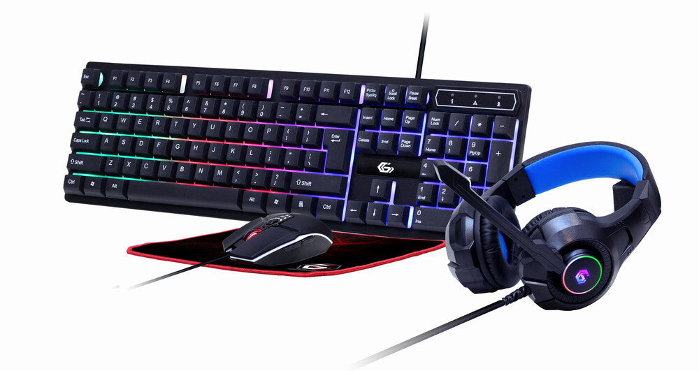 Gembird GGS-UMGL4-02 tastatur Mus inkluderet Spil USB QWERTY US engelsk Sort