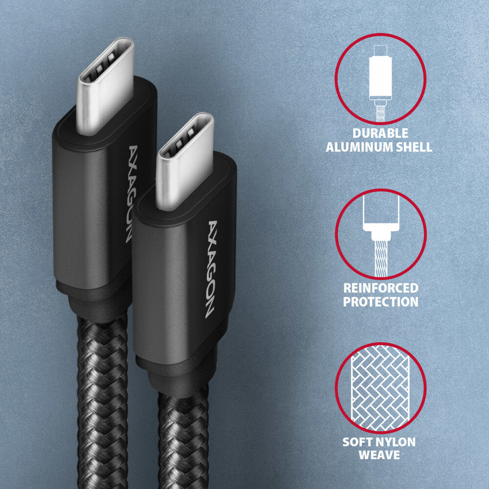 Axagon BUCM3-CM15AB USB-kabel USB 3.2 Gen 1 (3.1 Gen 1) 1,5 m USB C 5 Gbit/sek. 60 W Sort