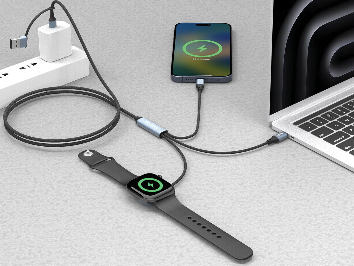 Sandberg 441-69 USB-kabel 1,2 m USB A/USB C 2 x USB-C/MagSafe 100 W Sort